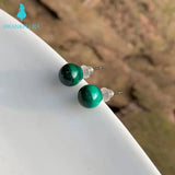 Natural Malachite 925 Sterling Silver Stud Earrings Gift