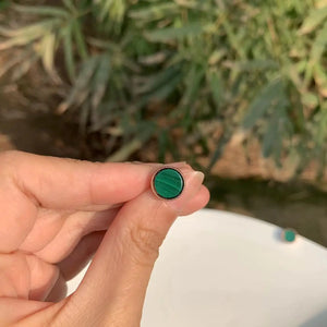 Natural Malachite 925 Sterling Silver Stud Earrings for women