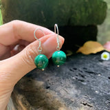 Natural Malachite Earrings 925 Sterling Silver Women's Jewelry Gift