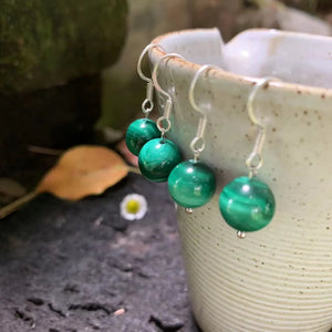 Natural Malachite Earrings 925 Sterling Silver Women's Jewelry Gift