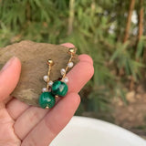Natural Malachite Sterling Silver Stud Earrings for Women