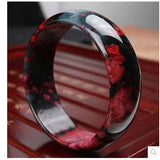 Natural Peach Blossom Jade Bangle Plum Flower Bangles Women Jade Jewelry
