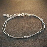 925 Sterling Silver Bracelets for Women Bead Chain Wristband Hand Charm