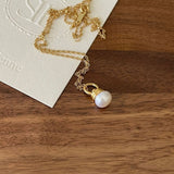 S925 Sterling Silver Small Bulb Necklace Pearl Jewelry 18k Plated