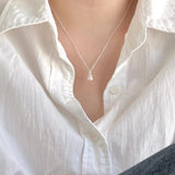 S925 Sterling Silver Small Bulb Necklace Pearl Jewelry 18k Plated
