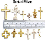 100g Golden Plated Assorted Cross Charms Ankh Crucifix Pendants