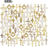 100g Golden Plated Assorted Cross Charms Ankh Crucifix Pendants