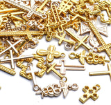 100g Golden Plated Assorted Cross Charms Ankh Crucifix Pendants