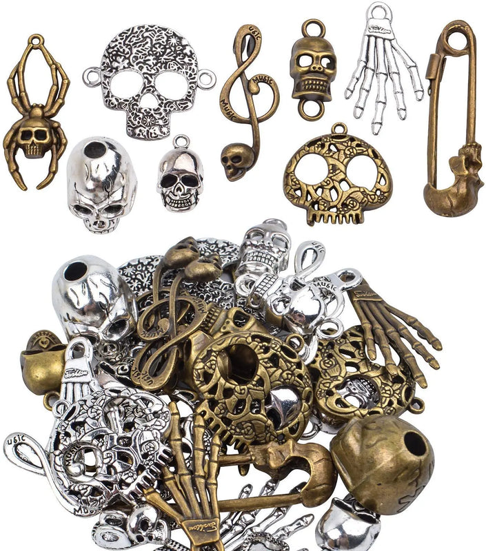 100g Antique Skulls-shaped Pendant Charms Alloys for Jewelry Making