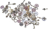 100g Mixed Vintage Skeleton Keys Steampunk Charms Antique Bronze Gears Cogs