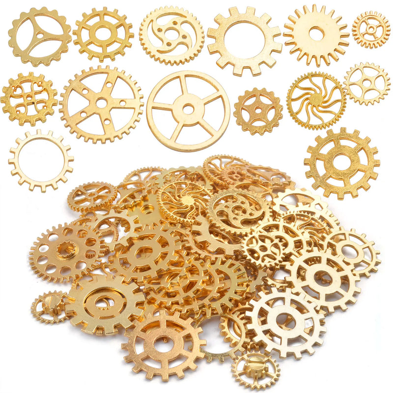 100g Mixed Vintage Skeleton Keys Steampunk Charms Antique Bronze Gears Cogs