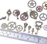 100g Mixed Vintage Skeleton Keys Steampunk Charms Antique Bronze Gears Cogs