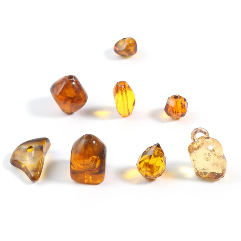 100g Acrylic Beads Irregular Amber Random Pattern 8mm Dia, 22mm x 11mm