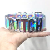 A-Z Letter Name Choker Holographic PU Leather Laser Word Collar