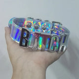 A-Z Letter Name Choker Holographic PU Leather Laser Word Collar