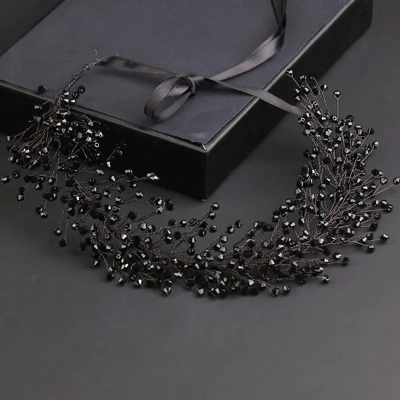 Crystal Beads Women Tiaras And Crowns Wedding Ribbon Headband