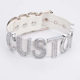 Rhinestone Choker Punk Bondage Fetish Name Collar Necklace