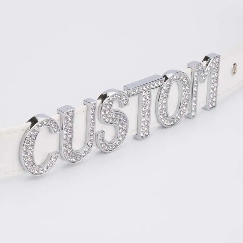 Rhinestone Choker Punk Bondage Fetish Name Collar Necklace
