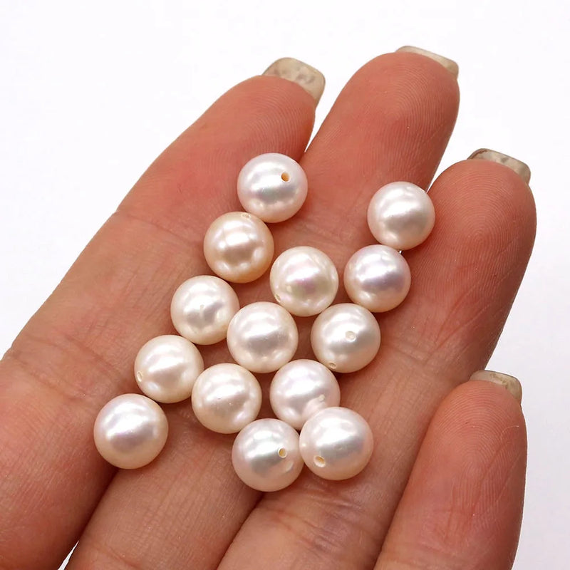 Natural Freshwater Pearls Beads Round Loose DIY Earrings Supplies