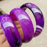 100% Jade Bracelet wide cuff NATURE purple charm sweet agate bangle bracelet