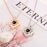 100 Languages I Love You Necklace with Rotating Rose - Romantic Jewelry Set