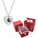 100 Languages I Love You Necklace with Rotating Rose - Romantic Jewelry Set