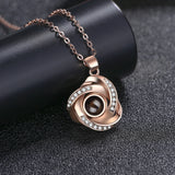 100 Languages Rose Flower Necklace Personalised Name Photo Projection Pendant