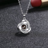 100 Languages Rose Flower Necklace Personalised Name Photo Projection Pendant