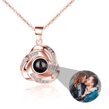 100 Languages Rose Flower Necklace Personalised Name Photo Projection Pendant