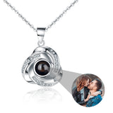 100 Languages Rose Flower Necklace Personalised Name Photo Projection Pendant