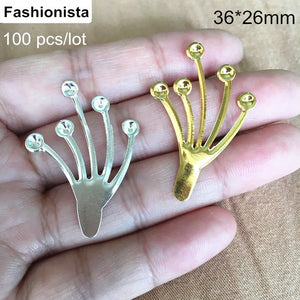 100 Metal Stamping Palm Shape Crafts 36*26mm Gold/Silver/Bronze/Steel DIY