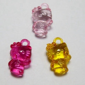 100 Mixed Colour Acrylic Cat Charm Pendants 16mm