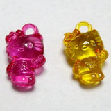 100 Mixed Colour Acrylic Cat Charm Pendants 16mm