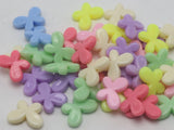 100 Mixed Pastel Acrylic Butterfly Beads Charms 17X12mm