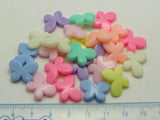 100 Mixed Pastel Acrylic Butterfly Beads Charms 17X12mm