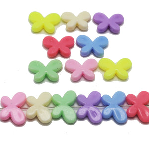 100 Mixed Pastel Acrylic Butterfly Beads Charms 17X12mm
