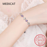 100% Moissanite D Diamond Tennis Charm Bracelet Silver 925