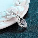 S925 Pure Silver Wedding Mosang Stone Droplet Necklace Pendant