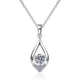S925 Pure Silver Wedding Mosang Stone Droplet Necklace Pendant