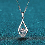 S925 Pure Silver Wedding Mosang Stone Droplet Necklace Pendant