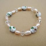 NATURE FRESH-WATER PEARL Bracelet with Enamel Beads