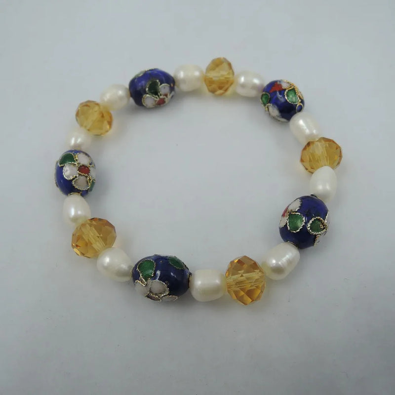 Fresh-Water Pearl Cloisonne Bracelet