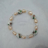 NATURE FRESH-WATER PEARL Bracelet with Enamel Beads