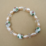 NATURE FRESH-WATER PEARL Bracelet with Enamel Beads