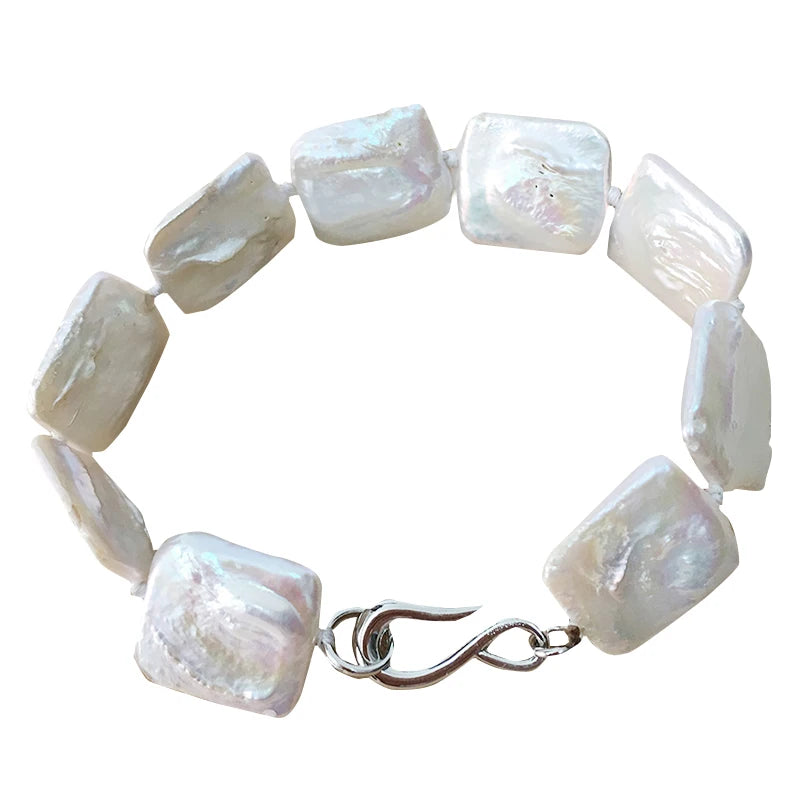 NATURE FRESHWATER Baroque PEARL BRACELET-rectangle pearl BRACELET