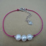 AAA Freshwater Pearl Bracelet Set - 3 PCS, Rope Bracelet, Egg Shape Pearl
