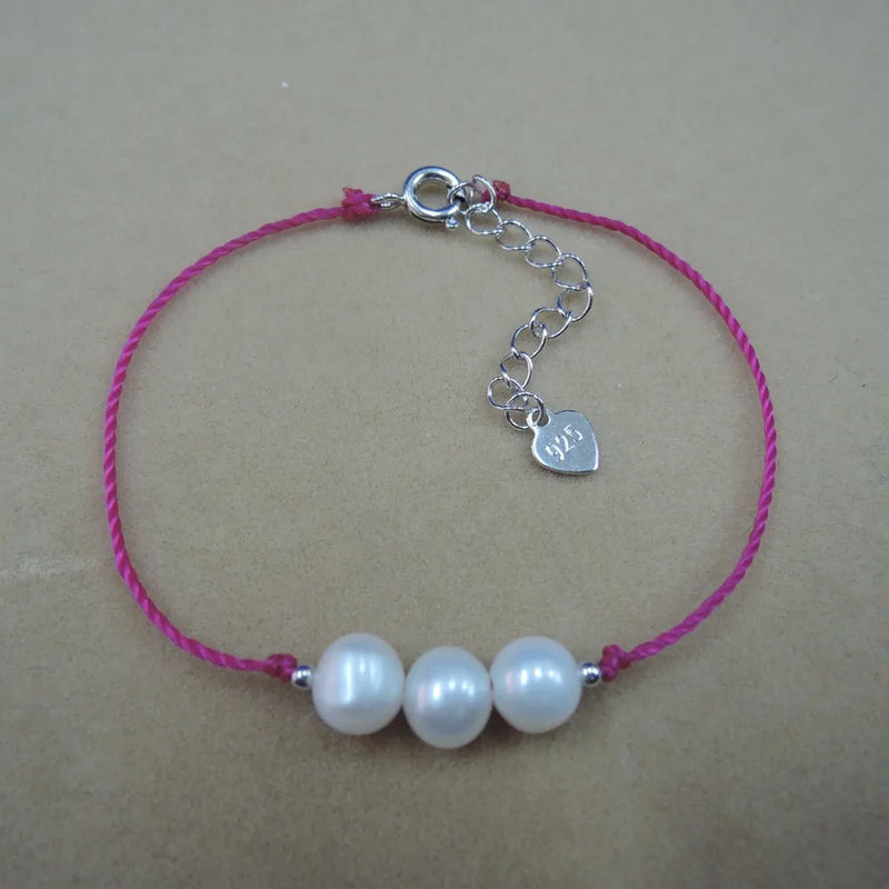 AAA Freshwater Pearl Bracelet Set - 3 PCS, Rope Bracelet, Egg Shape Pearl