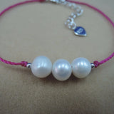 AAA Freshwater Pearl Bracelet Set - 3 PCS, Rope Bracelet, Egg Shape Pearl