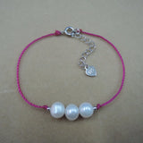 AAA Freshwater Pearl Bracelet Set - 3 PCS, Rope Bracelet, Egg Shape Pearl