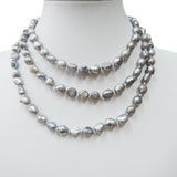 Gray Freshwater Pearl Long Necklace - 120 cm
